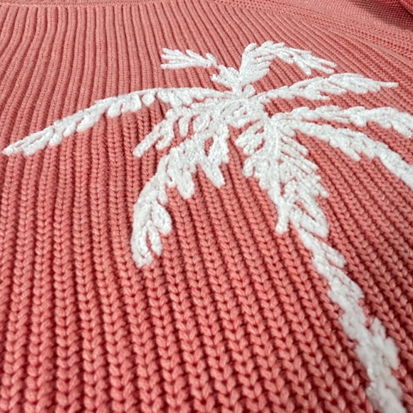 Tommy Bahama Womens Coral Pink Ribbed Breezy Palm Tree Sweater Small Coastal - Picture 6 of 8